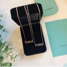 Tiffany T Two Open Horizontal Bar Pendant Female Diamonds Necklace Rose Gold/ Yellow Gold / Silver