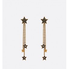 Dior Or Ladies Black Star Charming Aged Gold-tone Tassels Earrings Malaysia Price