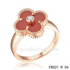 Van Cleef Alhambra Ring In Pink Gold With Carnelian