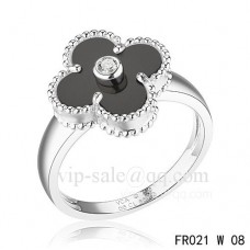 Van Cleef Alhambra Ring In White Gold With Onyx