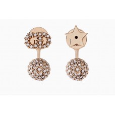 Dior La petite Tribale Asymmetric CD-Star White Crystal Drop Earrings Rose Gold