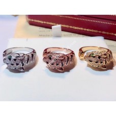 Panthere de Cartier Ring White Gold/Yellow Gold/Rose Emeralds and Onyx With Diamonds