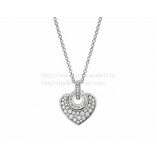 BVLGARI BVLGARI Cuore Pendant in White Gold with Pave Diamonds