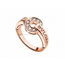 BVLGARI BVLGARI Pink Gold Ring with Pave Diamonds