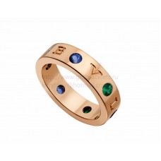 BVLGARI BVLGARI Ring in Pink Gold with Blue Sapphires and Tsavorite