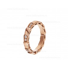 BVLGARI Small Serpenti Viper Band Ring in 18k Rose Gold with Demi-pave Diamonds
