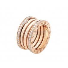 Bvlgari B.zero1 4-Band Rose Gold Ring with Pave Diamonds Along the Edge