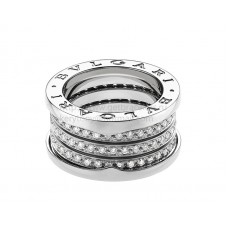 Bvlgari B.zero1 4-Band White Gold Ring with Pave Diamonds
