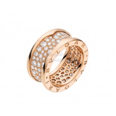 Bvlgari B.zero1 4-Band Ring Pink Gold with Pave Diamonds