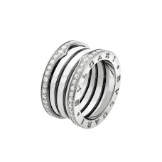 Bvlgari B.zero1 4-Band Ring White Gold with Pave Diamonds on the Edges