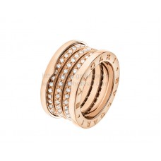Bvlgari B.zero1 4-Band Ring in Rose Gold with Pave Diamonds