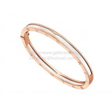 Bvlgari B.zero1 Bangle Bracelet in Rose Gold and White Cermet