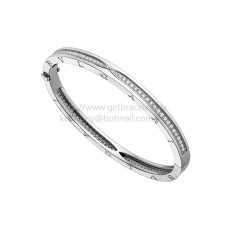 Bvlgari B.zero1 Bangle Bracelet in White Gold with Pave Diamonds