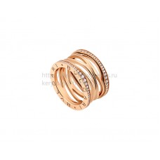 Bvlgari B.zero1 Legend 4-Band Ring in Rose Gold Set with Pave Diamonds