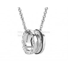 Bvlgari B.zero1 Legend Necklace with White Gold Pendant Set with Pave Diamonds