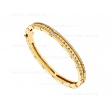 Bvlgari B.zero1 Rock 18kt Yellow Gold Bracelet with Studded Spiral and Pave Diamonds on the Edges