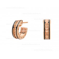 Bvlgari B.zero1 Rock Earrings with 18kt Rose Gold Pendant with Studded Spiral Black Ceramic Inserts on the Edges