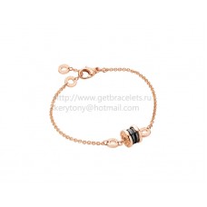 Bvlgari B.zero1 Soft Bracelet in Rose Gold with Rose Gold and Black Ceramic Pendant