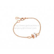 Bvlgari B.zero1 Soft Bracelet in Rose Gold with Rose Gold and White Ceramic Pendant