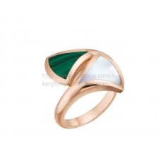 Bvlgari DIVAS Contraire Ring Rose Gold with Mother of Pearl and Malachite