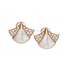 Bvlgari DIVAS Dream Earrings Rose Gold Set with Mother of Pearl and Pave Diamonds