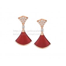 Bvlgari DIVAS Dream Earrings Rose Gold with Carnelian and Diamonds