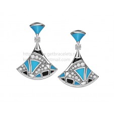 Bvlgari DIVAS Dream Earrings White Gold with Tourquoise Onyx and Pave Diamonds