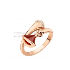 Bvlgari DIVAS Dream Ring Rose Gold with Carnelian and Pave Diamonds
