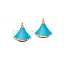 Bvlgari DIVAS Dream Rose Gold Earrings with Turquoise and Pave Diamonds