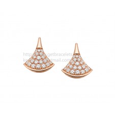 Bvlgari DIVAS Dream Rose Gold Stud Earrings with Pave Diamonds