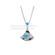 Bvlgari Divas Dream Necklace in White Gold with Tourquoise Onyx and Pave Diamonds