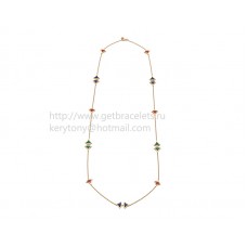 Bvlgari Divas Dream Sautoir Necklace in Rose Gold with Carnelian Malachite and Lapis Lazuli