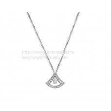 Bvlgari Divas Dream White Gold Openwork Necklace with Central Diamond and Pave Diamonds