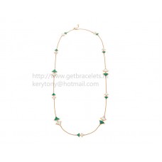 Bvlgari Divas Sautoir Necklace in Rose Gold with Malachite and Mother of Pearl