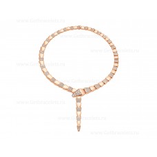 Bvlgari Serpenti Necklace 18K Rose Gold with Full Pave Diamonds