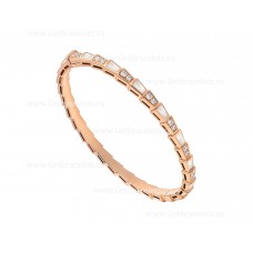 Bvlgari Serpenti Viper 18K Rose Gold thin Bracelet set with Mother of Pearl Elements and Pave Diamonds