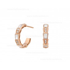 Bvlgari Serpenti Viper 18K Rose Gold Earrings with Mother of Pearl Elements and Pave Diamonds