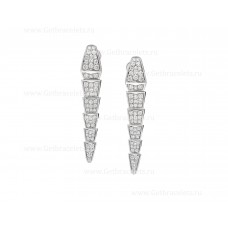 Bvlgari Serpenti Viper Earrings 18K White Gold with Full Pave Diamonds