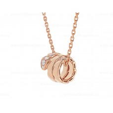 Bvlgari Serpenti Viper Pendant Necklace in 18K Rose Gold set with Demi-pave Diamonds