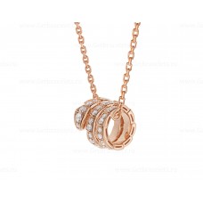 Bvlgari Serpenti Viper Pendant Necklace in 18K Rose Gold set with Pave Diamonds