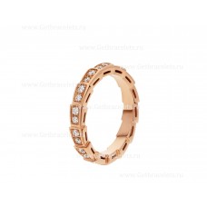 Bvlgari Serpenti Viper Wedding Band in 18k Rose Gold With Full Pave Diamonds