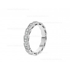 Bvlgari Small Serpenti Viper Wedding Band in 18k White Gold With Full Pave Diamonds