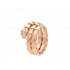 Bvlgari Serpenti Viper Two-coil 18K Rose Gold Ring set with Demi-Pave Diamonds