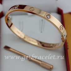 Cartier Love Bracelet For Men and Women Pink Gold 4 Diamonds 