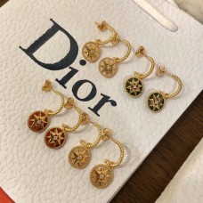 Dior Rose Des Vents Eight-pointed Star Yellow Gold Women Diamond Earrings MOP/Malachite/Cornelian