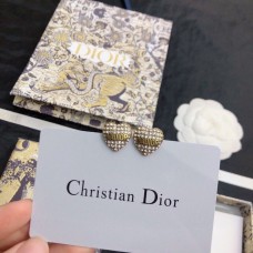 Christian Dior Heart-shaped J??Adior Brass Paved Diamonds Earrings Female Jewellery