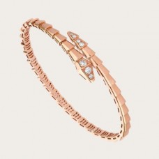 Bvlgari Serpenti Viper 18K Rose Gold Bracelet set with Demi-pave Diamonds