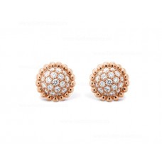 Van Cleef Arpels Perlee Diamonds Earrings Rose Gold