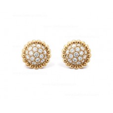 Van Cleef Arpels Perlee Diamonds Earrings Yellow Gold