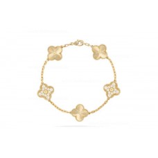 Van Cleef Arpels Alhambra Bracelet 5 motifs Yellow Gold With Diamonds